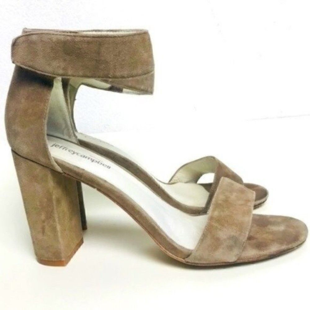 Jeffrey Campbell Lindsay Ankle Strap Heels nude cream suede 9.5 BoxG